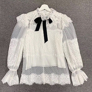 Svoryxiu Elegant White Lace Blouse Shirt