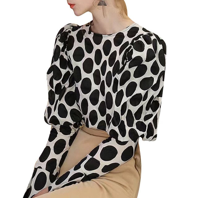 TWOTWINSTYLE Polka Dot Women's Blouse Lantern