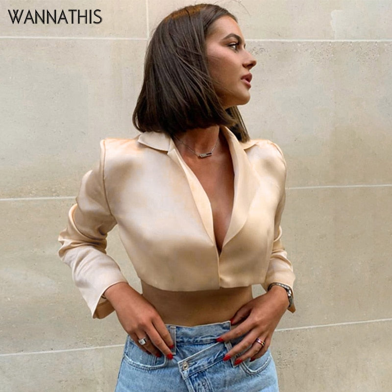 WannaThis Elegant Blouse Women Satin