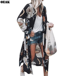 Oeak Women Chiffon Kimono Cardigan