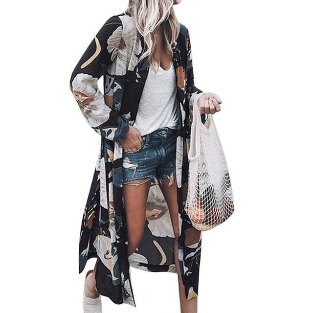 Oeak Women Chiffon Kimono Cardigan