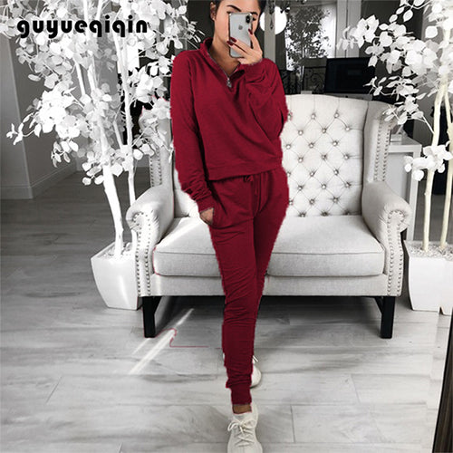 Womens Tracksuit Set Pure Color Lounge