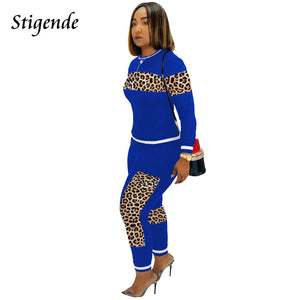 Stigende Casual Autumn Leopard Print Set