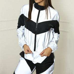 LASPERAL Women Tracksuit 2 Piece Set Reflective