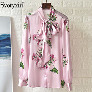 Svoryxiu Designer High End 100% Silk Blouse Shirt