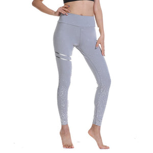 Women Leggings No Transparent Metallic Foil Print