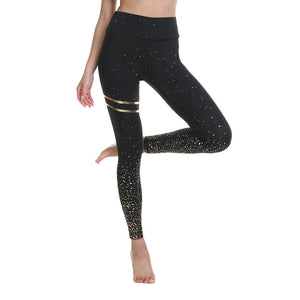 Women Leggings No Transparent Metallic Foil Print