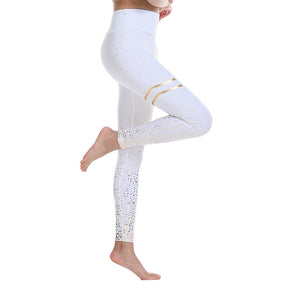 Women Leggings No Transparent Metallic Foil Print