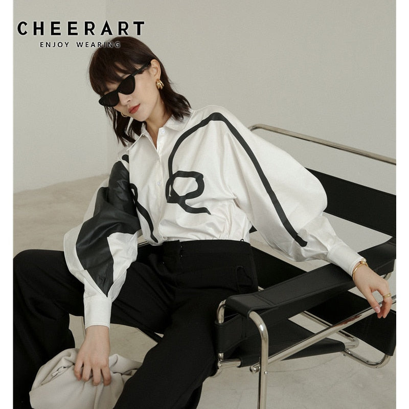 CHEERART Graffiti White Womens Tops And Blouses