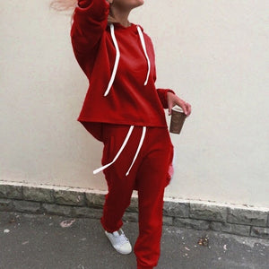 2018 Autumn Tracksuit Long Sleeve Thicken Hooded