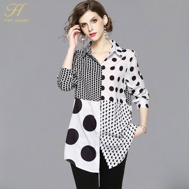 H Han Queen New Arrival Dot Print Shirt Women