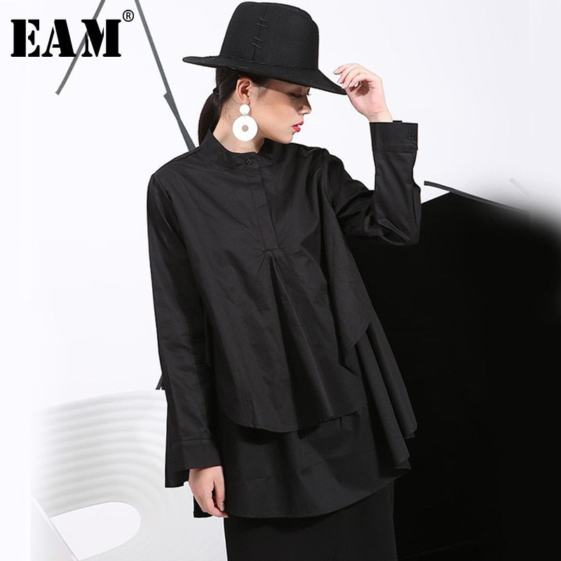 [EAM] 2019 Spring Plus Size Long Shirts Women