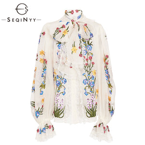 SEQINYY Chiffon Blouse 2019 Summer Spring New Fashion