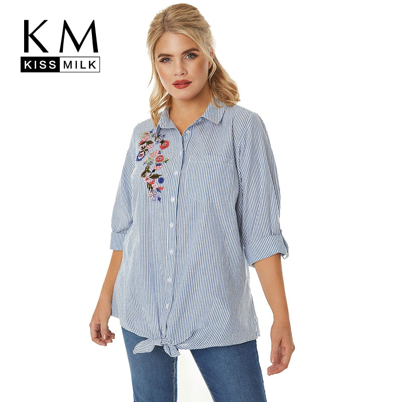 Kissmilk Plus Size Women Clothes Blue